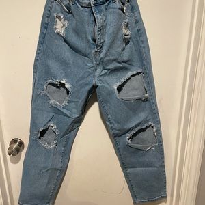Fashion Nova.  Ripped, high waist jean pants
